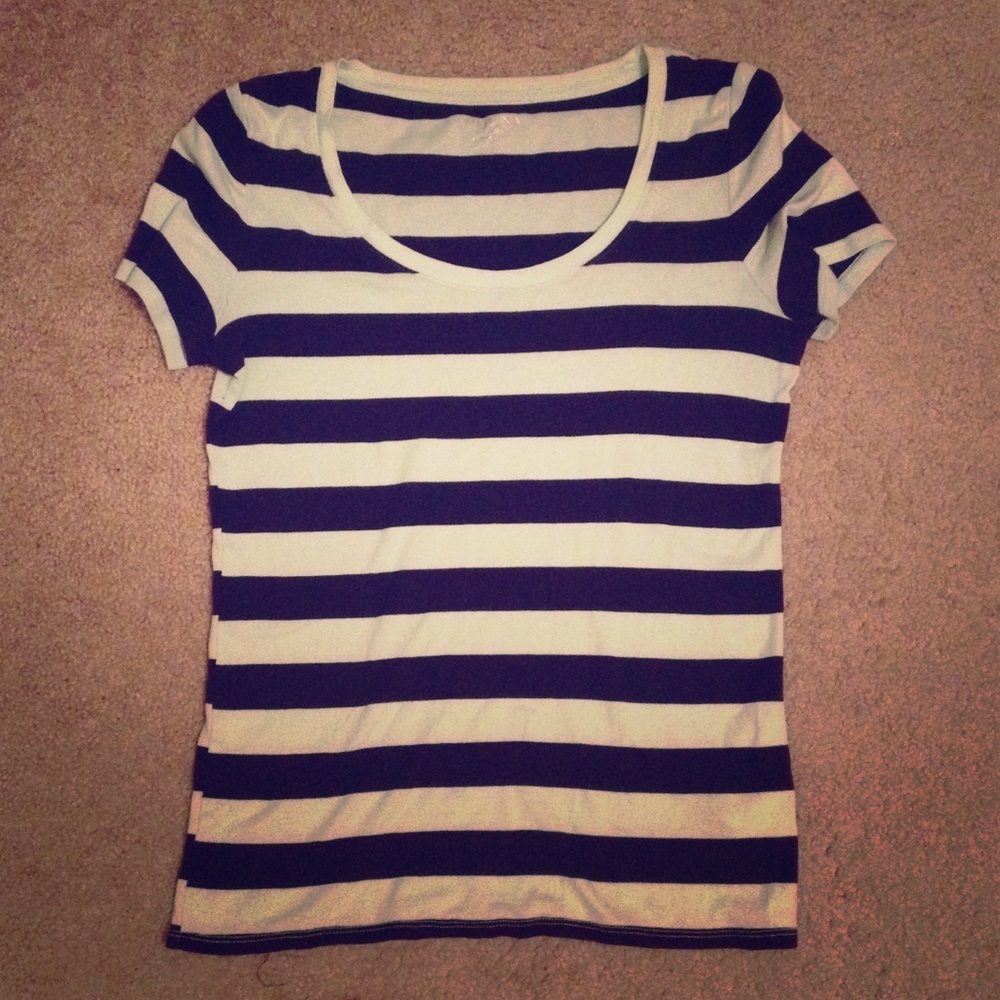 Striped scoop neck (fitted) shirt